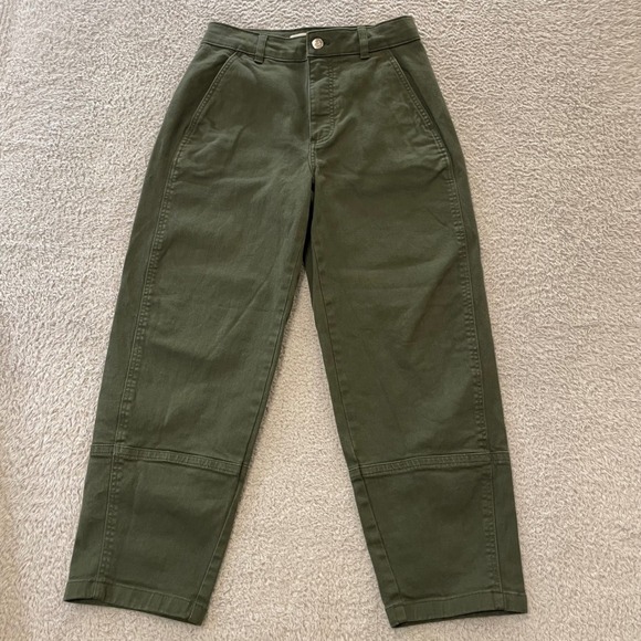 Everlane Pants - Everlane The Utility Barrel Pant Womens 4R Green High Rise Organic Cotton
